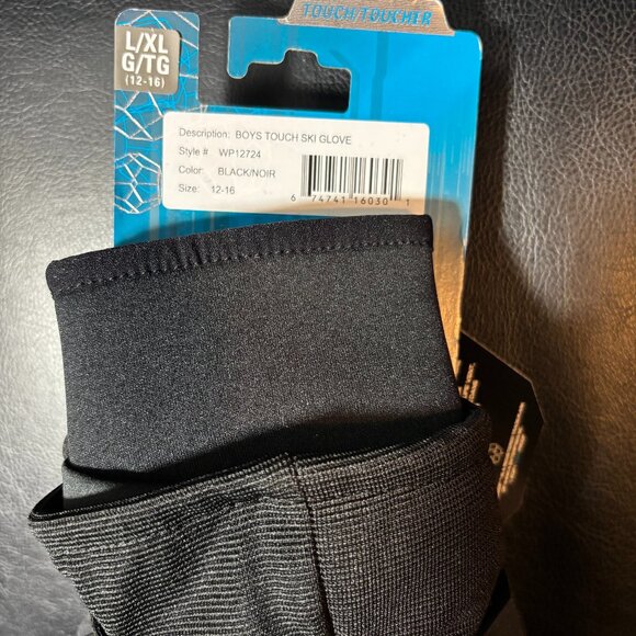 WinterProof Boys Black Classic Ski Glove - Touch - XL (12-16) NWT - Picture 3 of 3